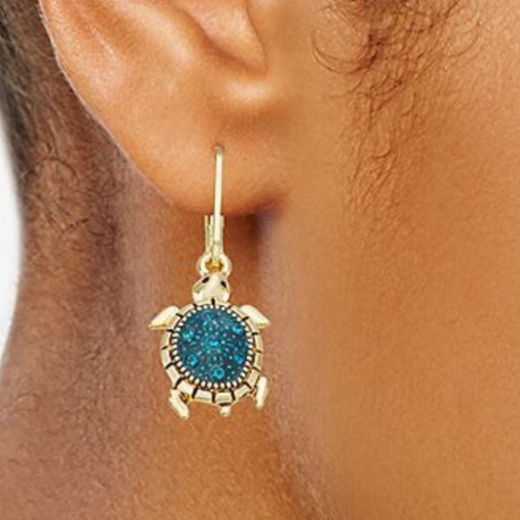 Gold Tone Turtle Drop Earring Napier Simulated Crystal KOHLS - Picture 6 of 6